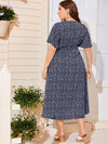 Plus Ditsy Floral Knot Side Wrap Dress