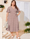 Plus Ditsy Floral Knot Side Wrap Dress