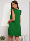 Ruffle Armhole Solid Tunic Dress