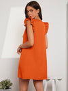 Ruffle Armhole Solid Tunic Dress