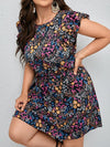 Plus Floral Print Ruffle Sleeve Dress