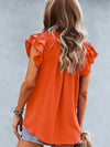 Butterfly Sleeve Tie Neck Blouse