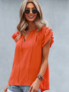Butterfly Sleeve Tie Neck Blouse