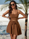 Ruched Bust Cami Top Belted Skirt Set