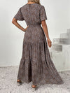 Ditsy Floral Print Shirred Waist Ruffle Hem Dress