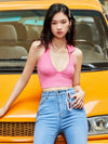 Open Back Crop Halter Top
