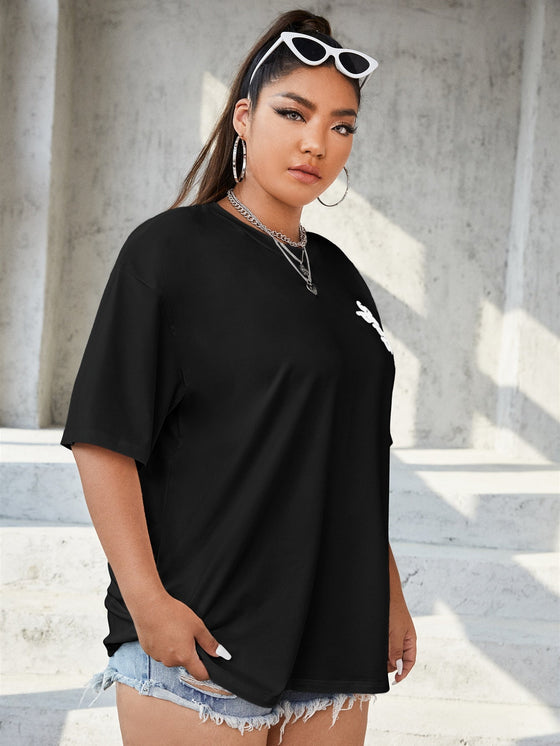 Plus Slogan Graphic Drop Shoulder Tee
