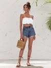 Knot Straps Ruched Bust Cami Crop Top