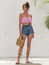 Knot Straps Ruched Bust Cami Crop Top