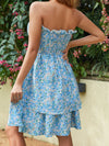 Shirred Bodice Layered Allover Floral Tube Dress