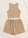 Crop Tank Top Knot Front Shorts
