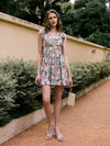 Frenchy Allover Floral Print Ruffle Trim V Neck Dress
