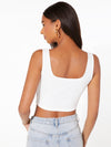 EZwear F Notched Neck Button Front Cropped Tank Top