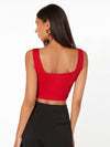 EZwear F Notched Neck Button Front Cropped Tank Top