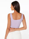 EZwear F Notched Neck Button Front Cropped Tank Top