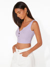 EZwear F Notched Neck Button Front Cropped Tank Top