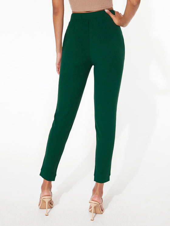 Elastic Waist Split Hem Pants