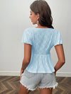 Frenchy Eyelet Embroidery Ruffle Hem Tee