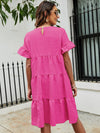 Solid Flounce Sleeve Smock Dress