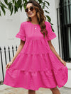 Solid Flounce Sleeve Smock Dress