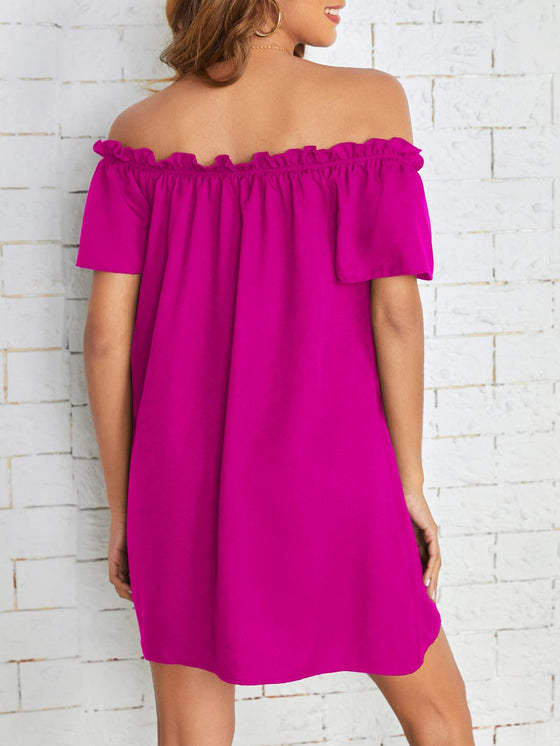 Off Shoulder Frill Trim Dress
