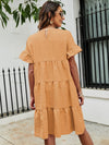 Solid Flounce Sleeve Smock Dress