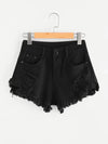 Distressed Frayed High Rise Shorts