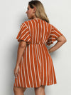 Plus Striped Surplice Neck A line Dress