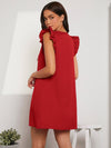 Ruffle Armhole Solid Tunic Dress