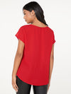 Dobby Mesh Insert Batwing Sleeve Top