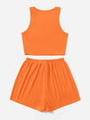 Crop Tank Top Knot Front Shorts