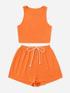 Crop Tank Top Knot Front Shorts