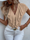 Solid Ruffle Trim Blouse