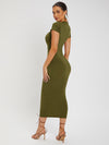 SXY Solid Round Neck Bodycon Dress