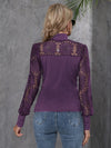 Contrast Lace Mock Neck Top