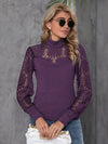 Contrast Lace Mock Neck Top