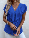 Solid Ruffle Trim Blouse