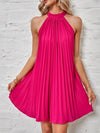 Tie Back Pleated Halter Dress