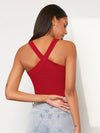 Rib Knit Halter Crop Top