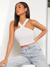 Rib Knit Halter Crop Top