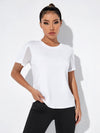 Absorbs Sweat Softness Cutout Sheer Mesh Insert Sports Tee