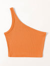 One Shoulder Rib knit Crop Top