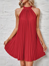 Tie Back Pleated Halter Dress