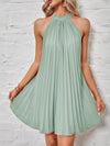 Tie Back Pleated Halter Dress
