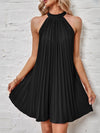 Tie Back Pleated Halter Dress