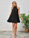 Tie Back Pleated Halter Dress