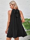 Tie Back Pleated Halter Dress