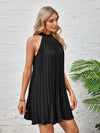 Tie Back Pleated Halter Dress