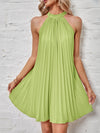 Tie Back Pleated Halter Dress