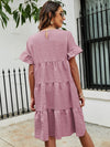Solid Flounce Sleeve Smock Dress